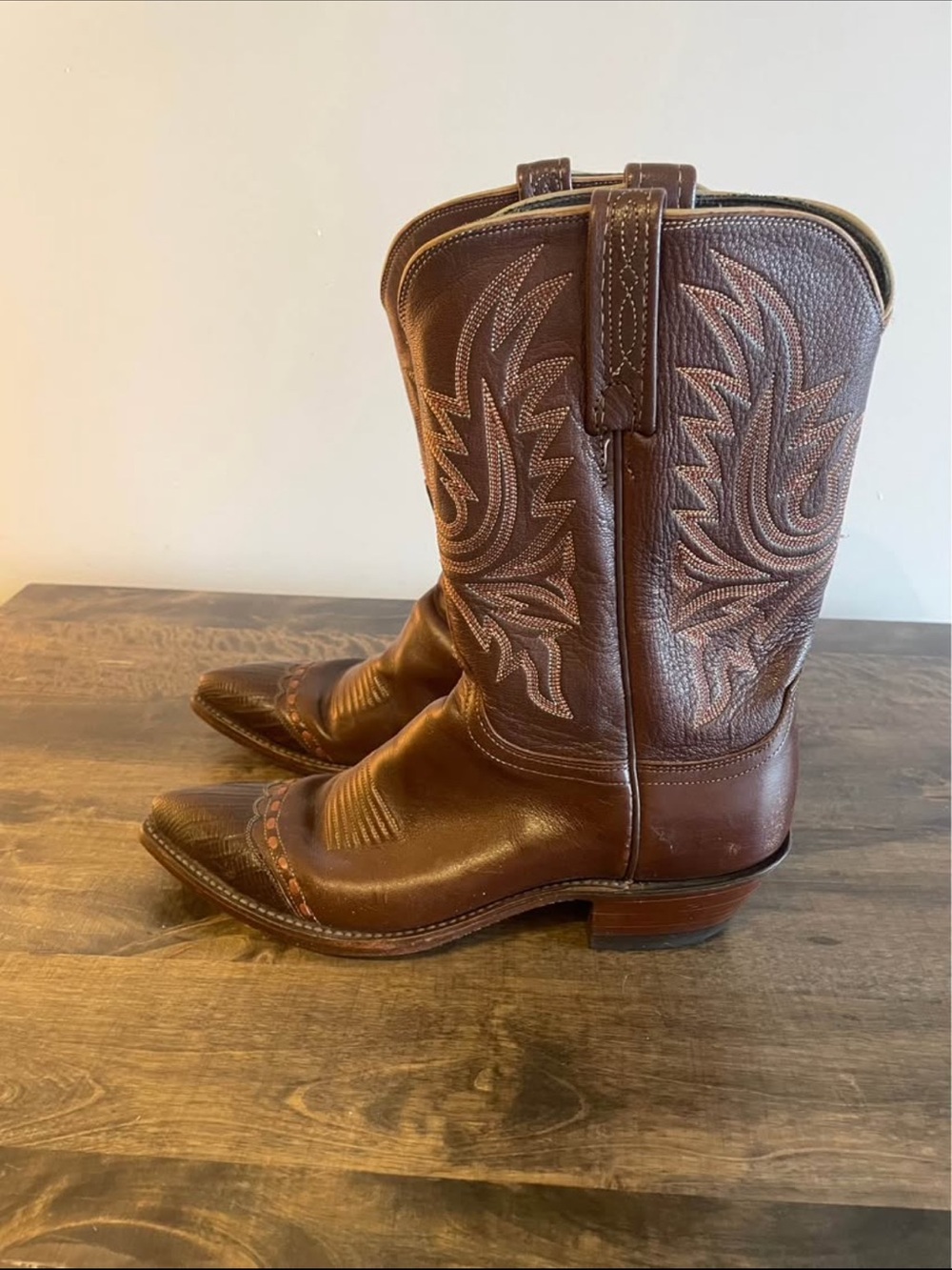 Lucchese Brown Leather Western Cowboy Boots